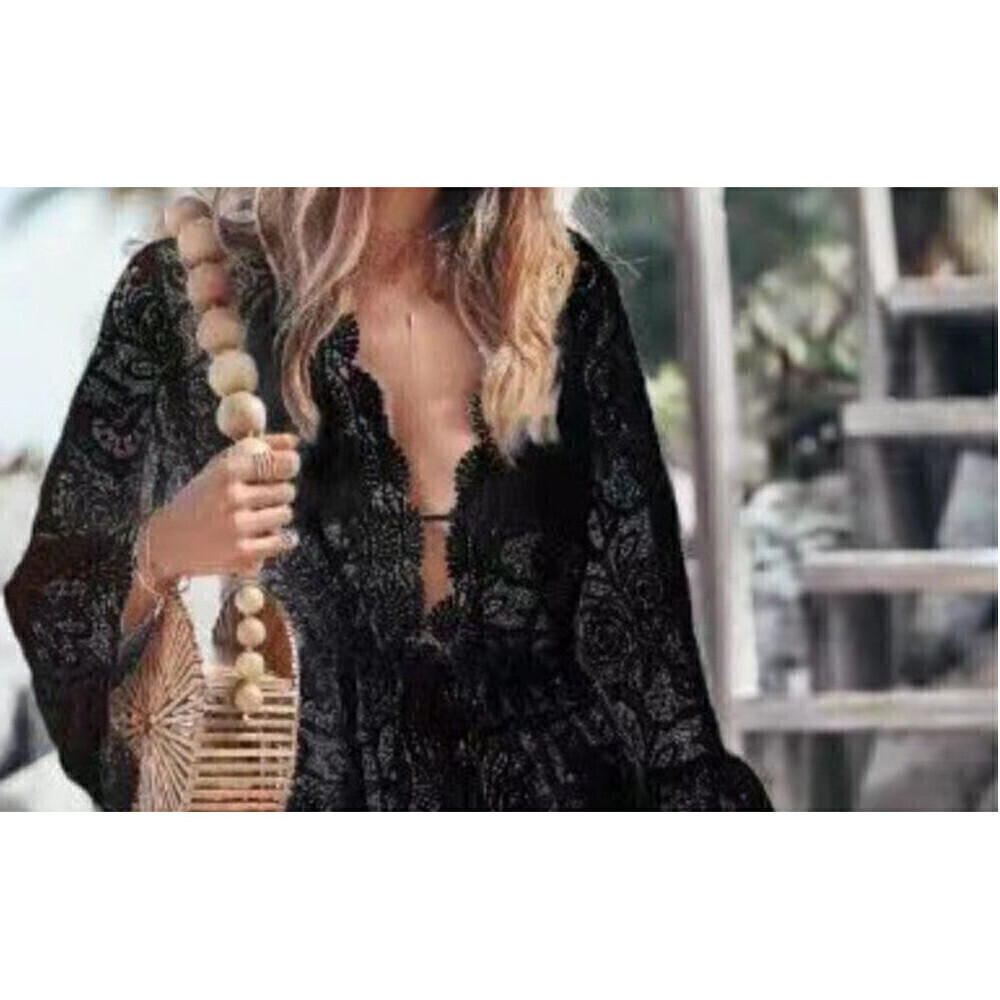 Abstract Pattern Lace Swimsuit Coverup Size Medium - Picture 5 of 7